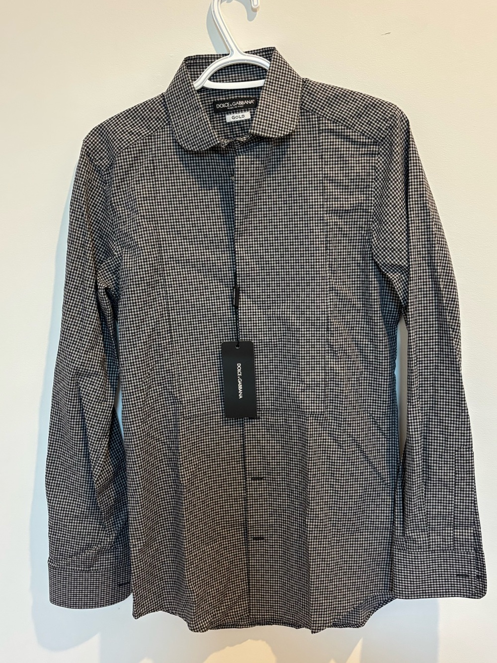 NWT Dolce & Gabbana Gold Fit Checkered Shirt Size S